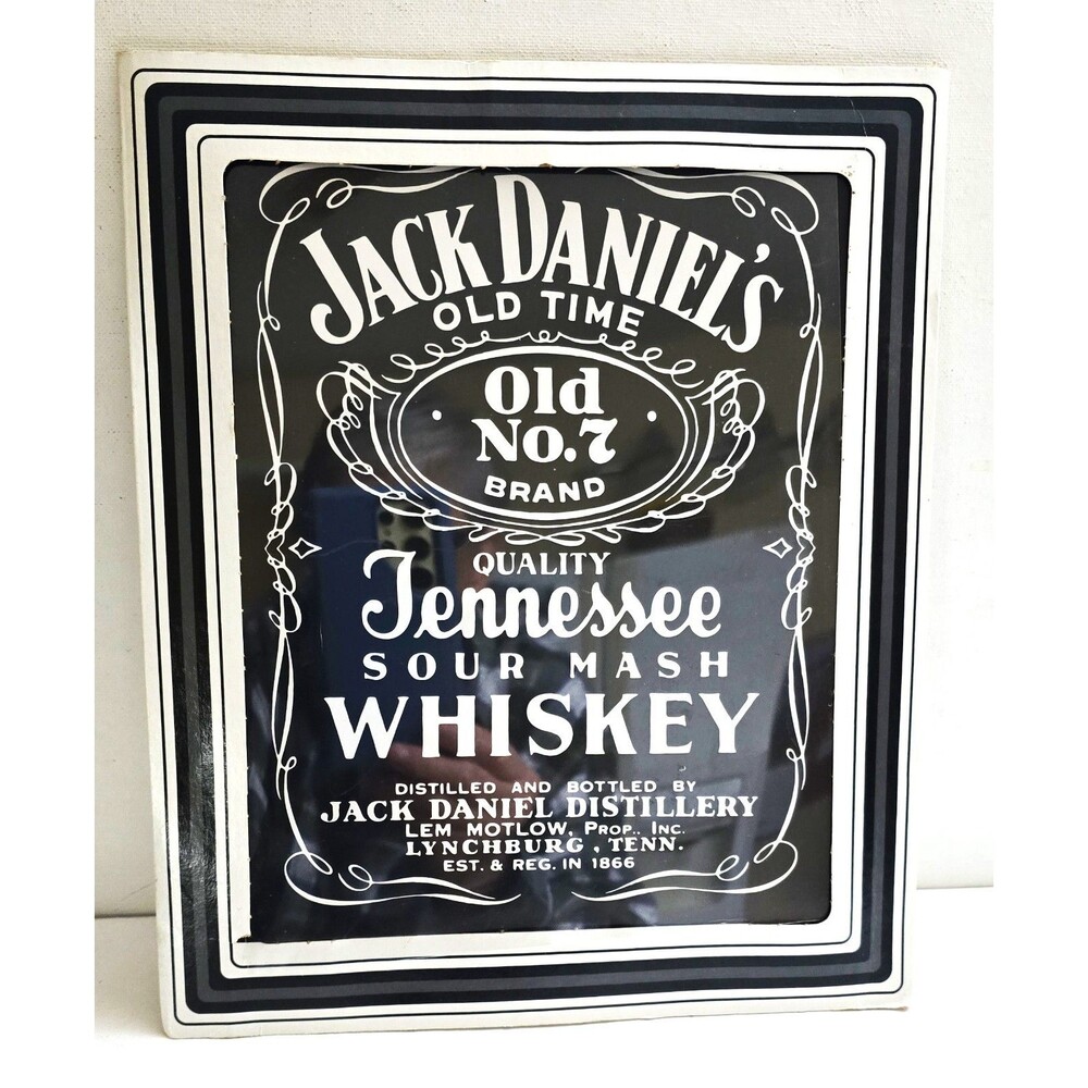 Jack Daniels USA made Tennessee Sour Mash Framed Cardboard Logo sign 12 x 10